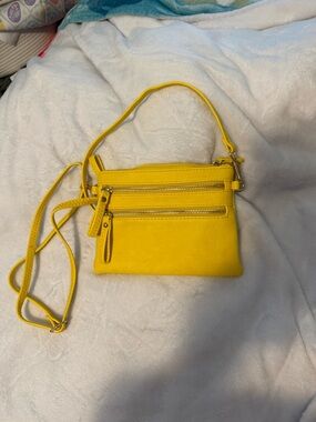 Yellow Crossbody Shoulder Bag - Women's Leather Look Purse